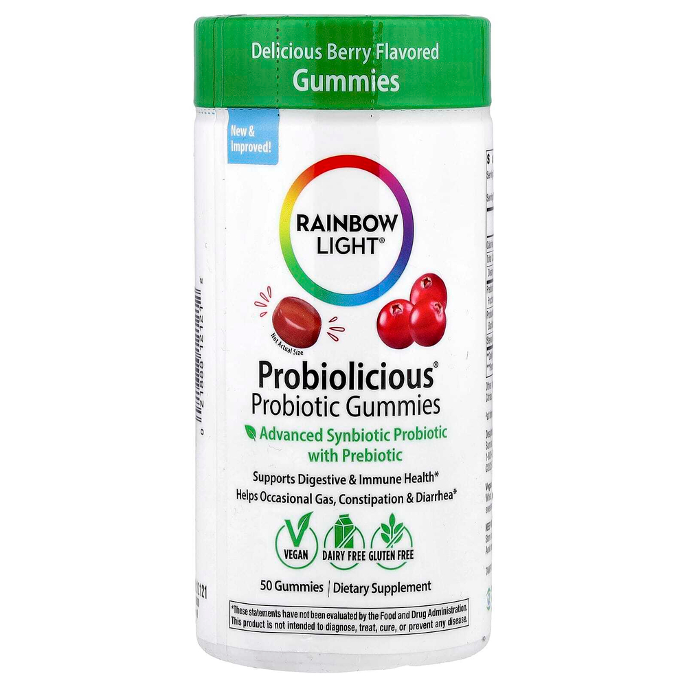 Rainbow Light, Probiolicious пробиотики, со вкусом ягод, 50 жевательных таблеток