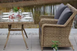 "Гляссе" обеденная группа из искусственного ротанга, цвет соломенный