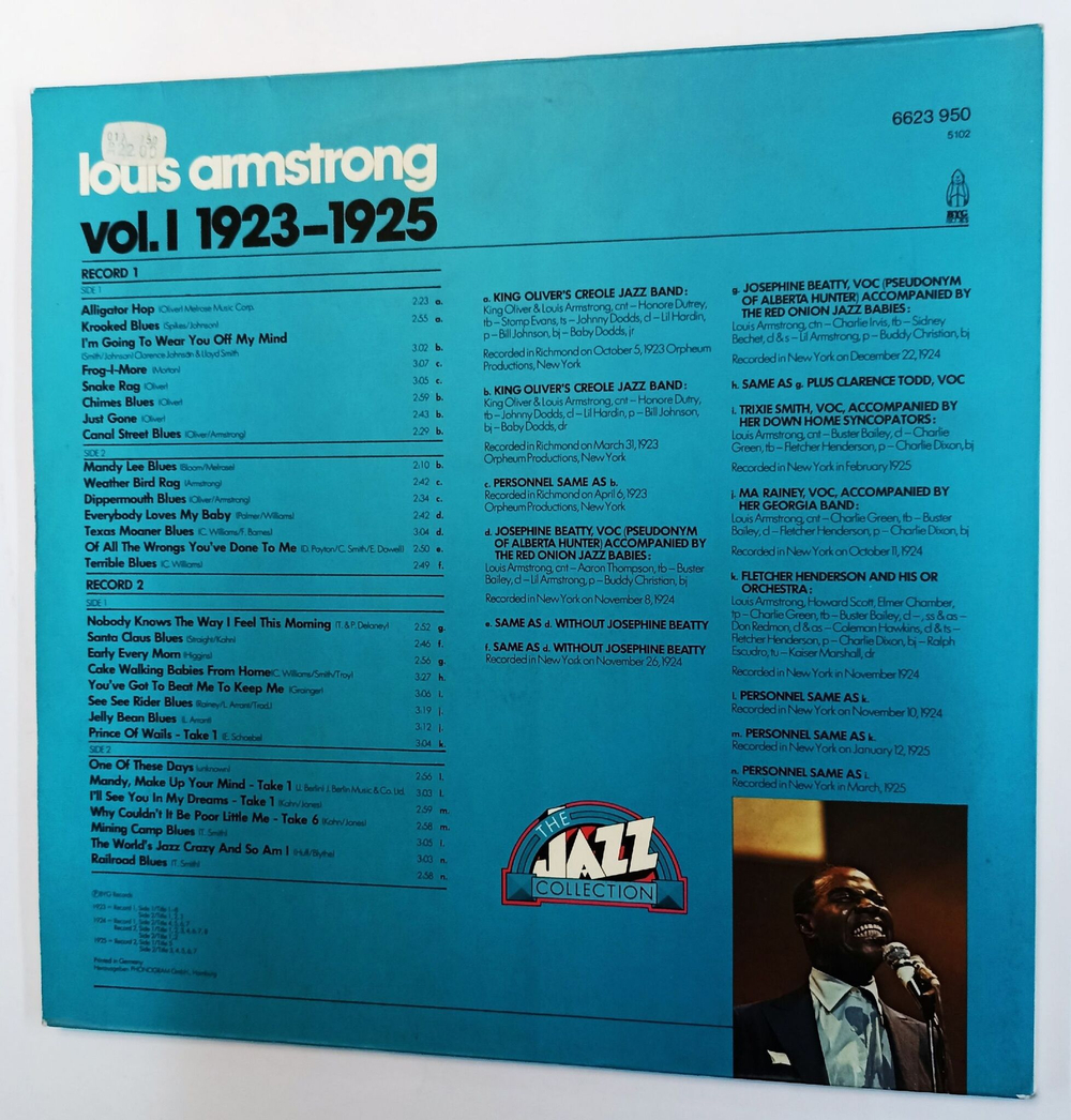 Винтажная виниловая пластинка Louis Armstrong The Jazz Collection Vol.1 1923 1925 (Germany 1986)