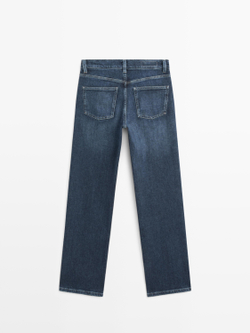 Massimo Dutti Джинсы прямого кроя с высокой талией, средне-синий