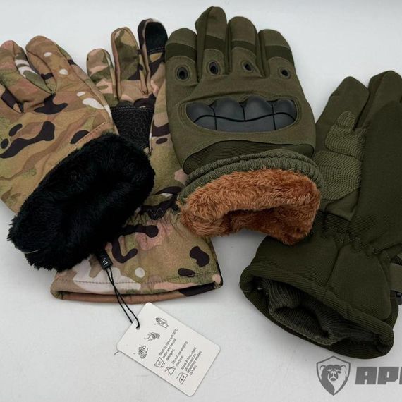 Зимние тактические перчатки, олива