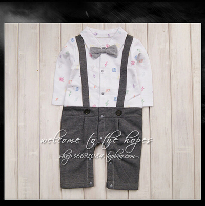 Комбинезон-имитация рубашки с бабочкой и брюками на подтяжках