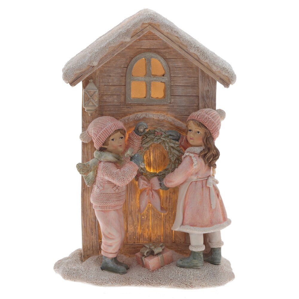 GAEM Фигурка декоративная с подсветкой "Дети и домик", L13 W10 H19 см