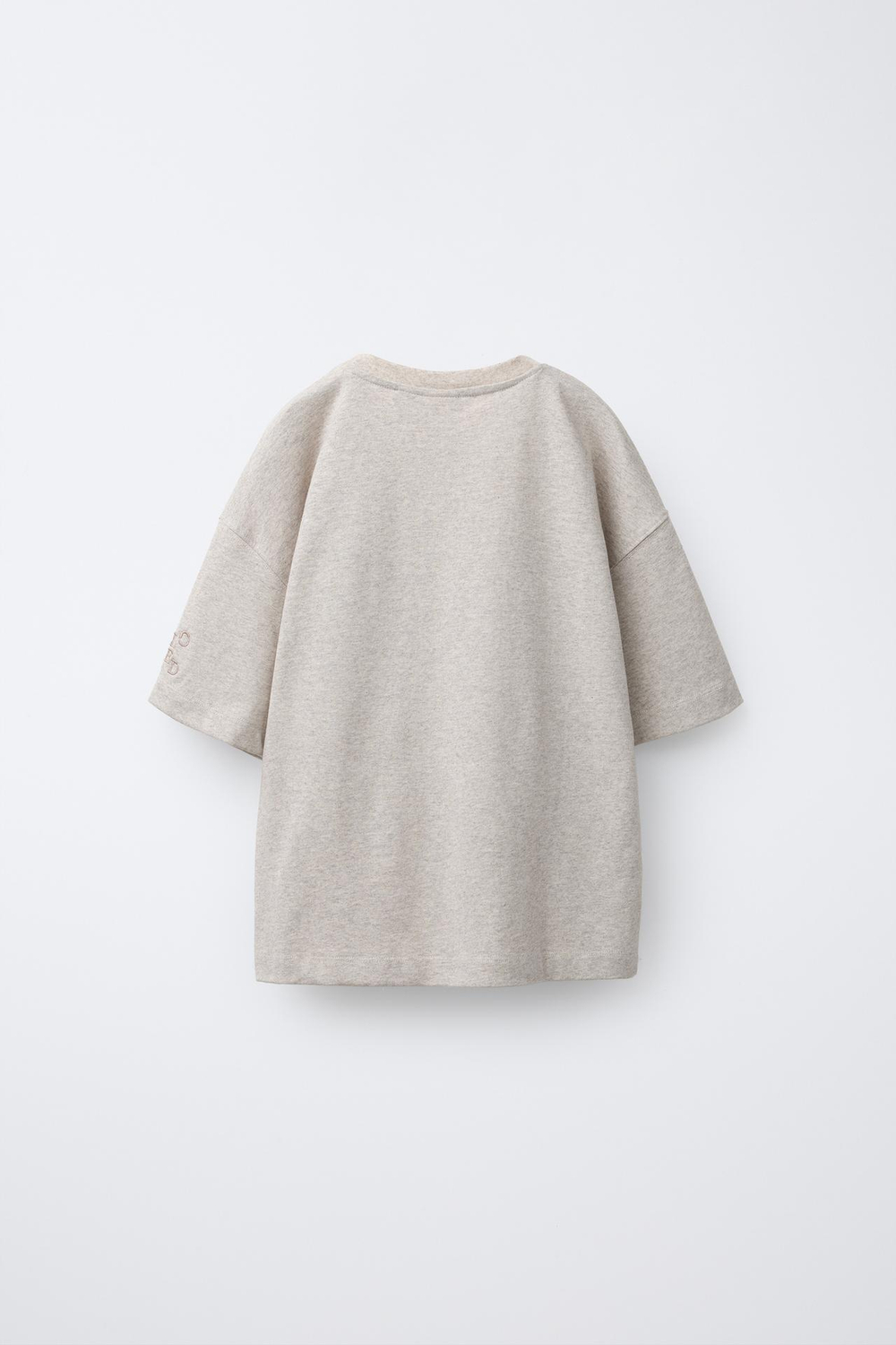 ZARA ОДНОТОННАЯ ФУТБОЛКА, ПЕСОЧНЫЙ С МЕЛАНЖЕВЫМ ЭФФЕКТОМ