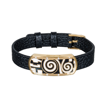 Браслет Fiore Luna на кожаном черном ремешке MKOB0172-1 G