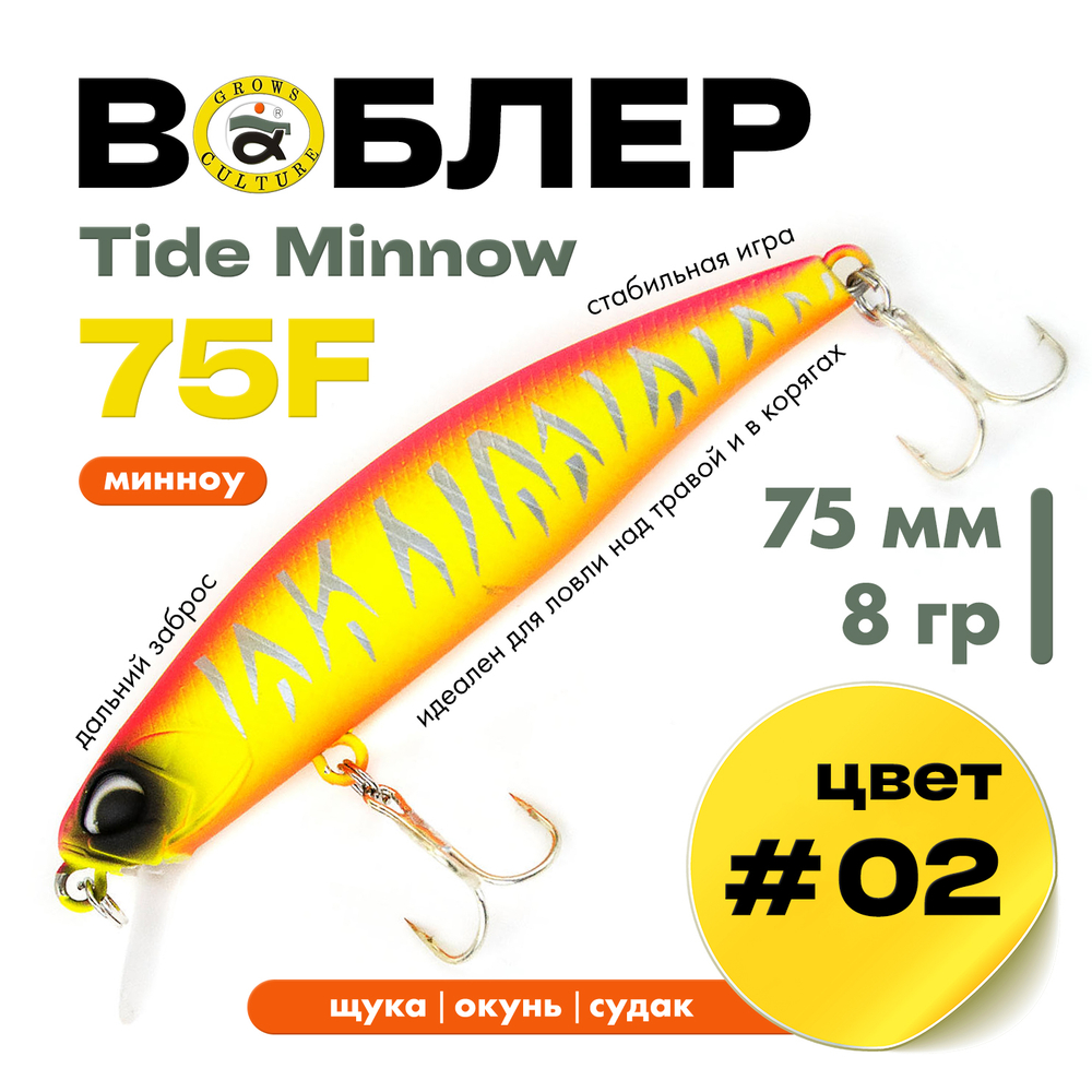 Воблер Grows Culture Tide Minnow 75F (75мм, 8гр)