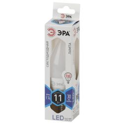 Лампа светодиодная ЭРА STD LED BXS-11W-840-E14 11Вт свеча на ветру нейтральный белый свет Е14 | Лампы cветодиодные Свеча (B/C)