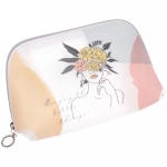 Косметичка овальная «Glamour - Лилия «, цвет желтый/розовый , 20*12*6см