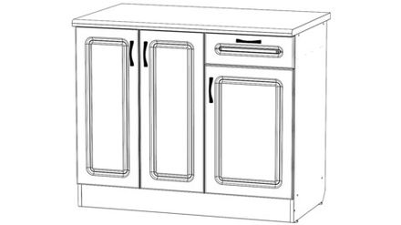 Стол рабочий кухонный Мини с полками внутри и выдвижным ящиком