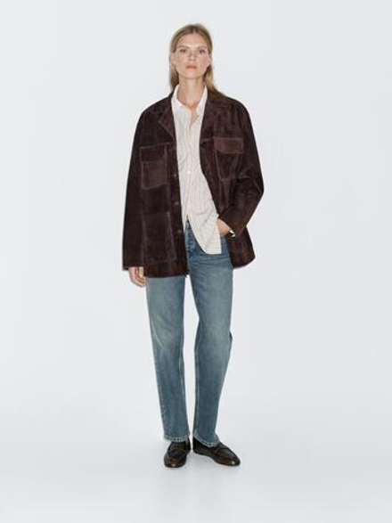 Massimo Dutti Джинсы прямого кроя с высокой талией, средне-синий