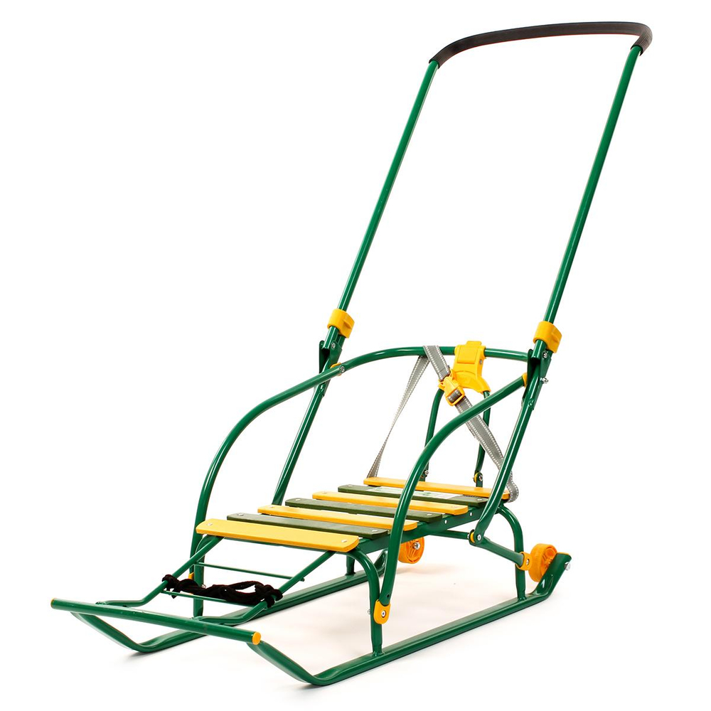 Санки "Nikki 2 " складная спинка, ручка, цвет зеленый