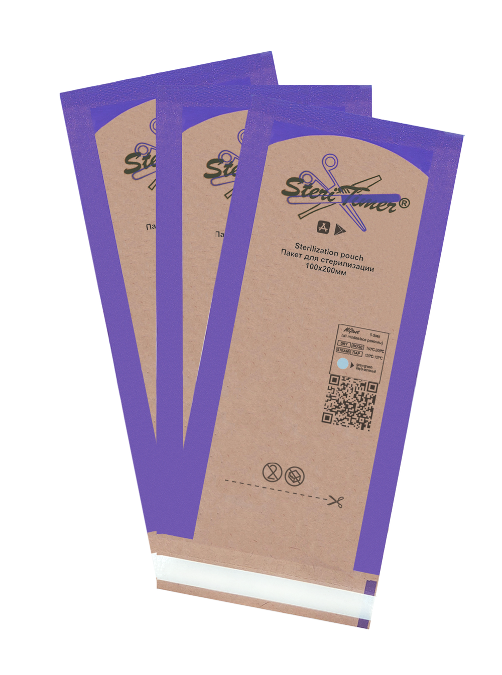 Пакет комбинированный плоский SteriTimer 100х200мм (100шт)