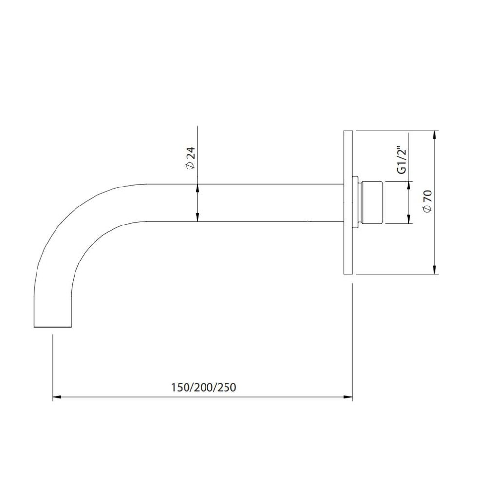 Настенный излив для ванны HAPA 150 мм (цвет - медь браш. PVD) BIC.0010.150.BBCUPVD