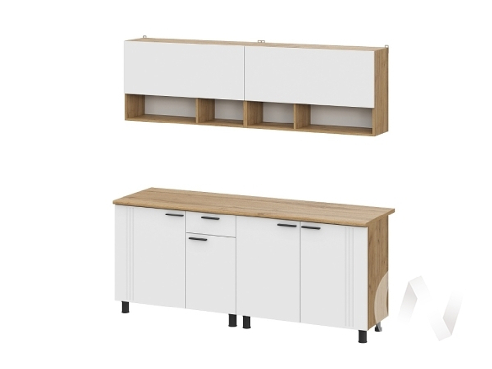 Кухонный гарнитур Монако Дуб Золотой/Белый матовый/Дуб Вотан