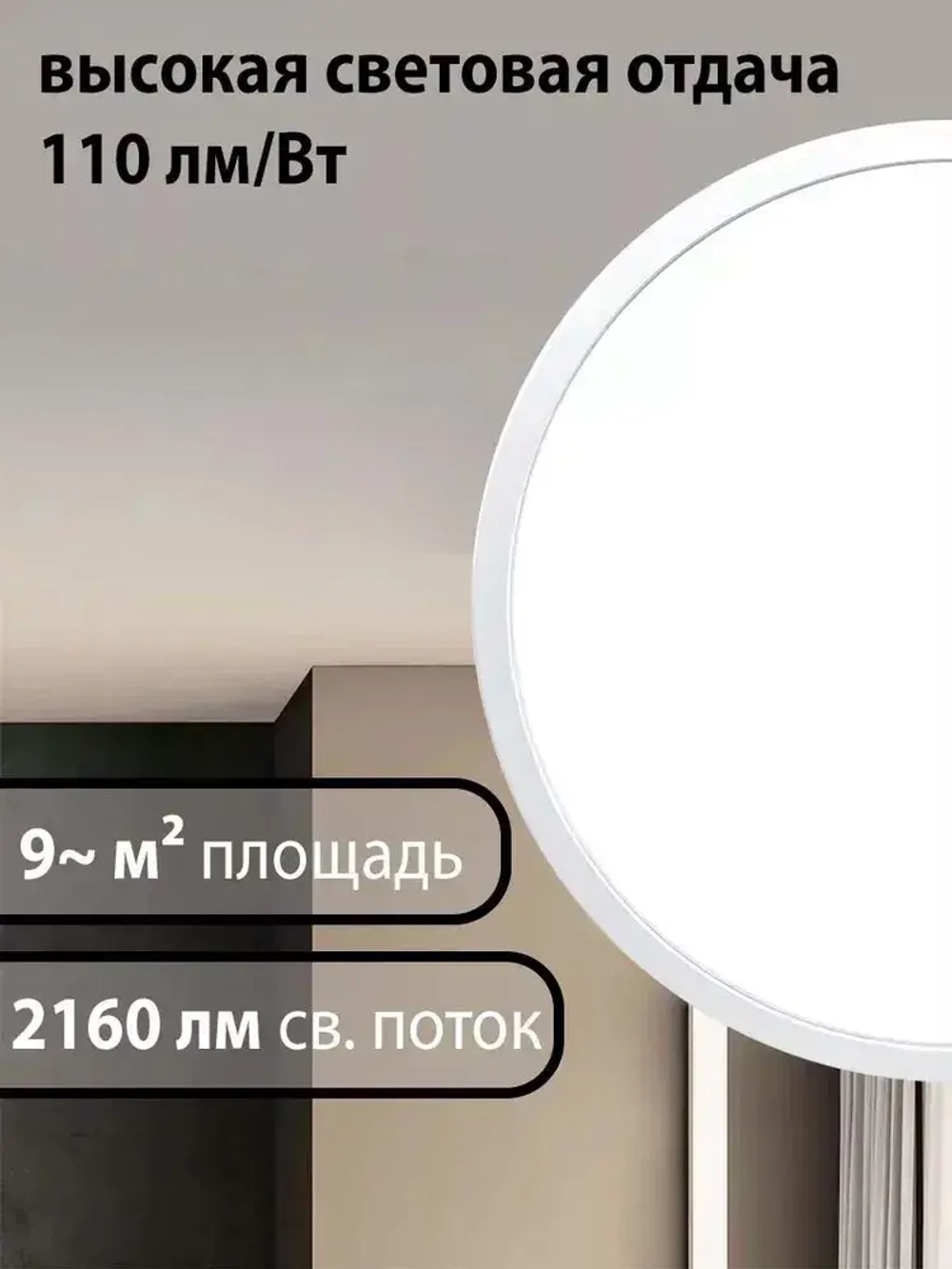 Люстра потолочная светодиодная 24 Вт / светильник потолочный накладной настенный круглый для кухни, спальни, ванной, гостиной, прихожей