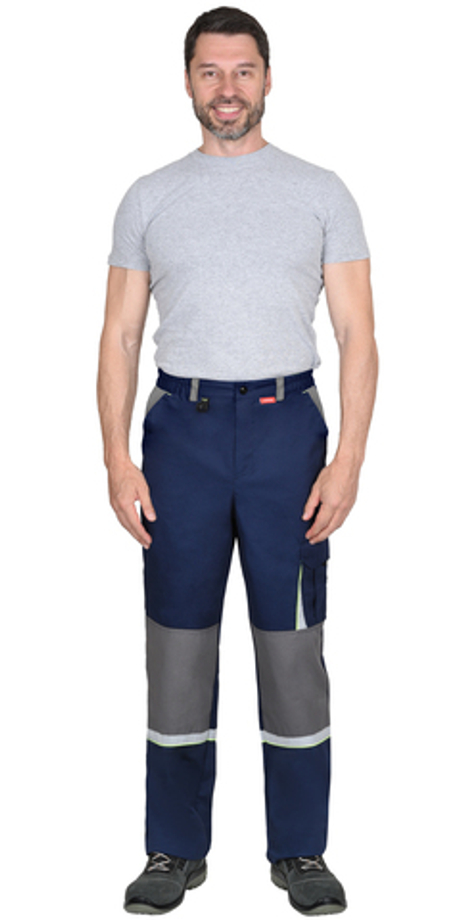Брюки СИРИУС-СТАН синие со средне-серым и лимонной отделкой