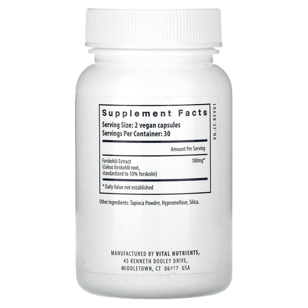 Vital Nutrients, колеус форсколии (Coleus forskohlii), 60 веганских капсул