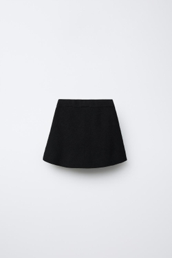 ZARA ТРИКОТАЖНАЯ ЮБКА С БАНТИКАМИ, ЧЕРНЫЙ