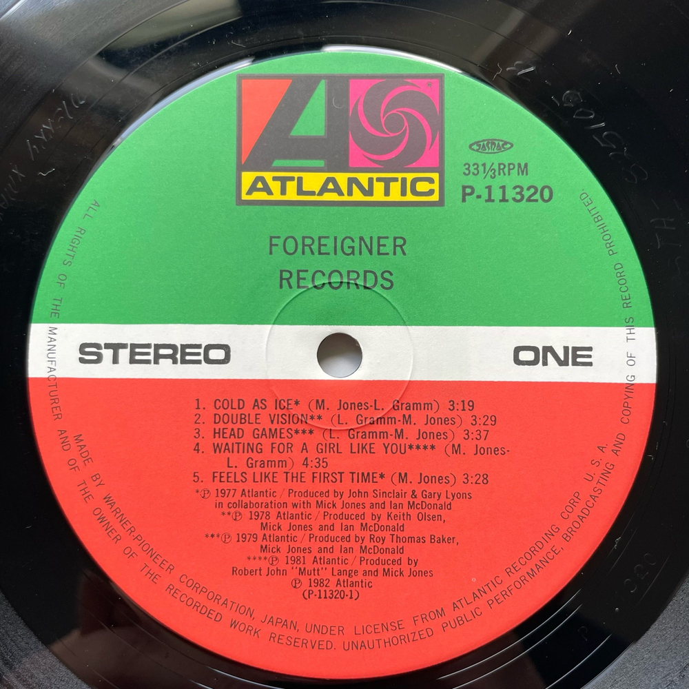 Винтажная виниловая пластинка LP Foreigner Records (Япония 1982) (Оби)