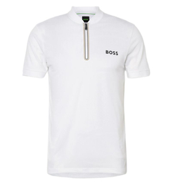 Мужское теннисное поло BOSS TOC Serve 3 Zip - white