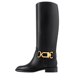 LOUIS VUITTON Westside Cow Leather Knee high Boots Women"s Black