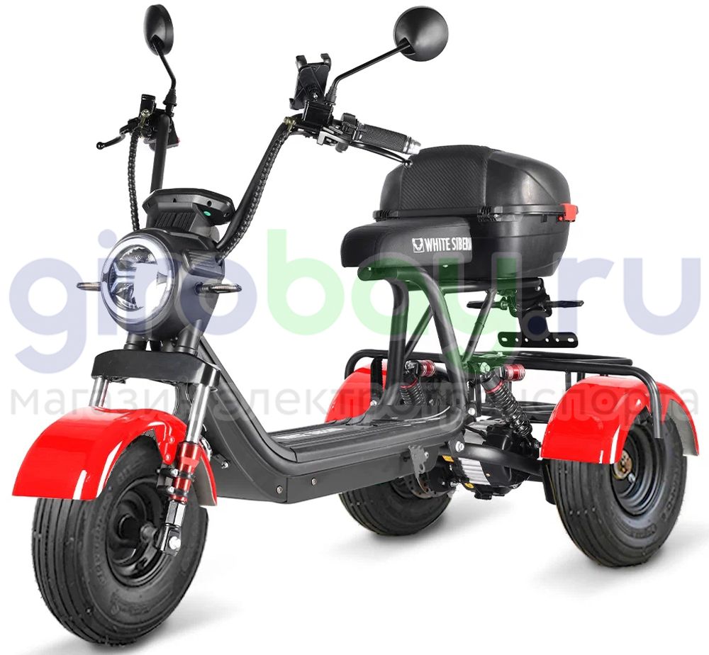 Электроскутер WHITE SIBERIA TRIKE MINI 1500W - Красный фото №1