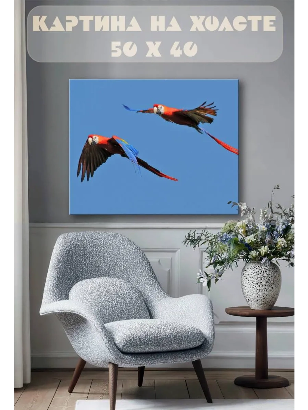 Картина на стену 40 X 50 Попугаи
