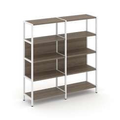 Shelf System Двухсекционный стеллаж четырехярусный SN.STM-421 Вяз Благородный/Металл Белый 1590*400*