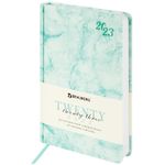 Ежедневник датированный 2023 А5 138x213 мм BRAUBERG "Marble", под кожу, бирюзовый, 114020