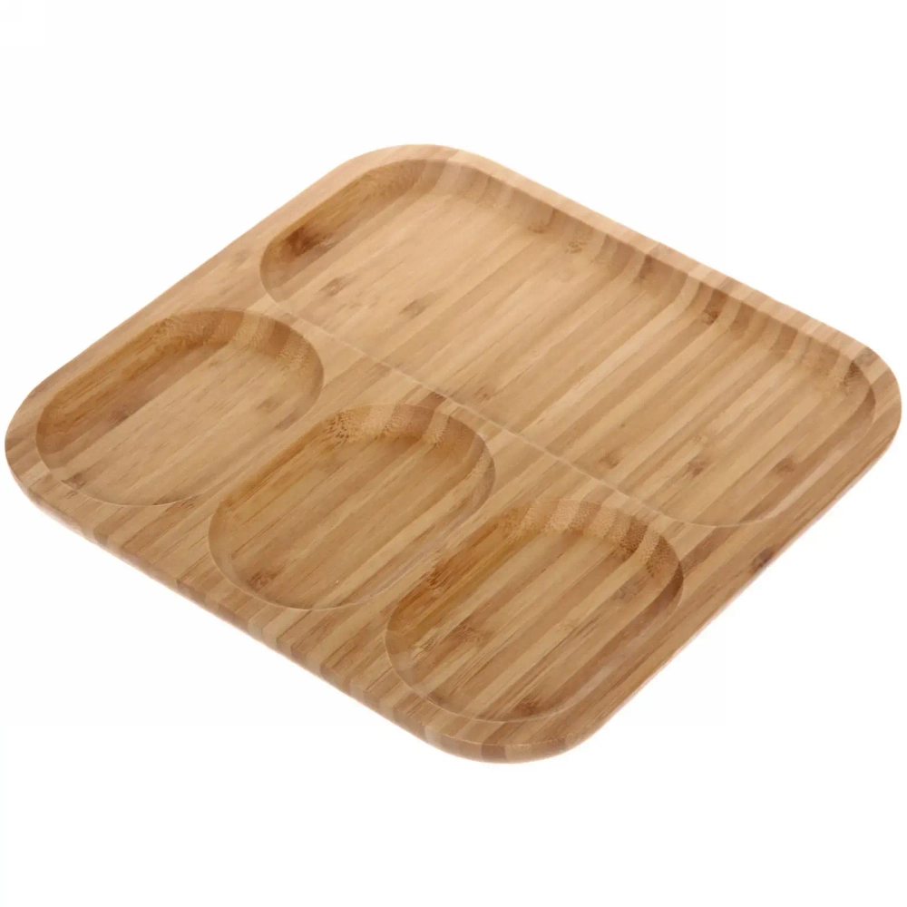 Менажница бамбуковая «SHEF» 24,7*24,7см 4секции