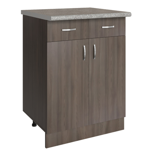 Стол разделочный 60 шимо/ясень темный (2 ящика), столешница гранит пёстрый