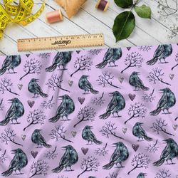 Ткань мембрана птица сорока с деревом