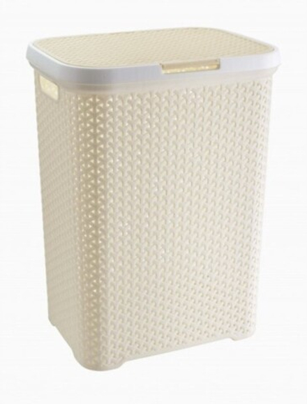 Корзина д/белья Fimako Ротанг 60л 43х33,6х55см пластик, кремовый