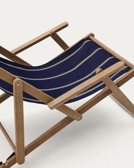 Vilara Складной шезлонг для улицы в полоску синего и бежевого цвета