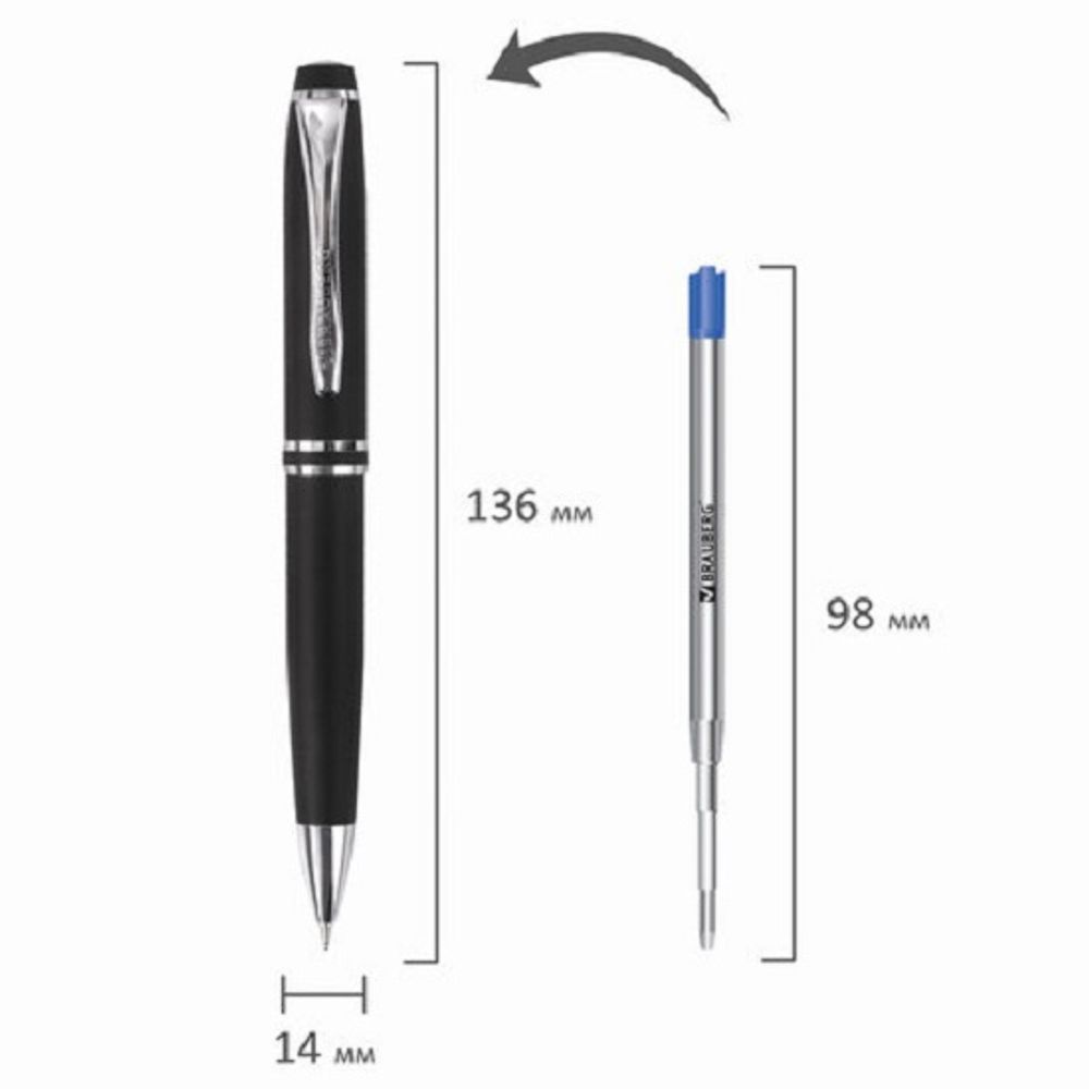 Набор ручек Brauberg Duetto (шариковая 1мм + перьевая 0.5мм), синие, корпус черный