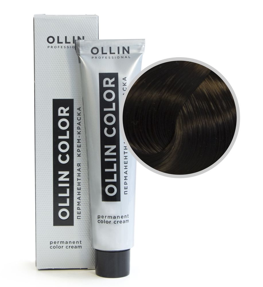 Ollin Color Крем-краска для волос, перманентная, тон №4-1, Шатен пепельный, 60 мл
