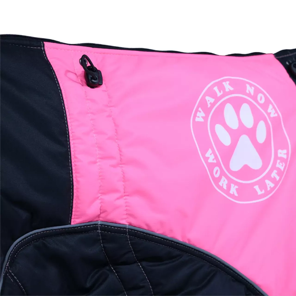 Комбинезон зимний для собаки White Wolf вырез на девочку яркорозовый-черный