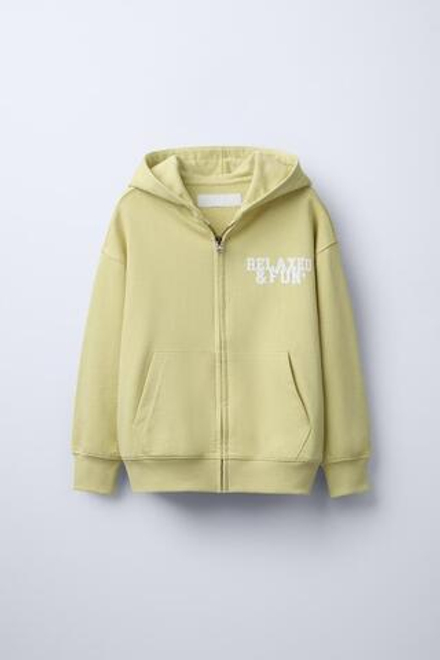 ZARA ТОЛСТОВКА С НАДПИСЬЮ И ЗАСТЕЖКОЙ-МОЛНИЕЙ, ЖЕЛТЫЙ