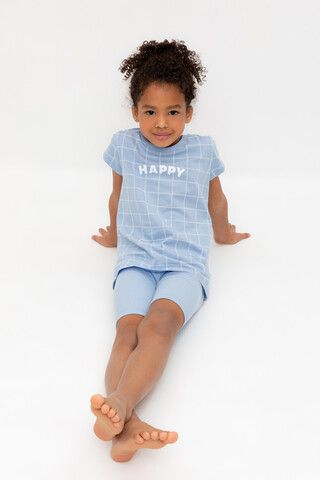 пижама  для девочки  К 1643/небесно-голубой,двойная клетка