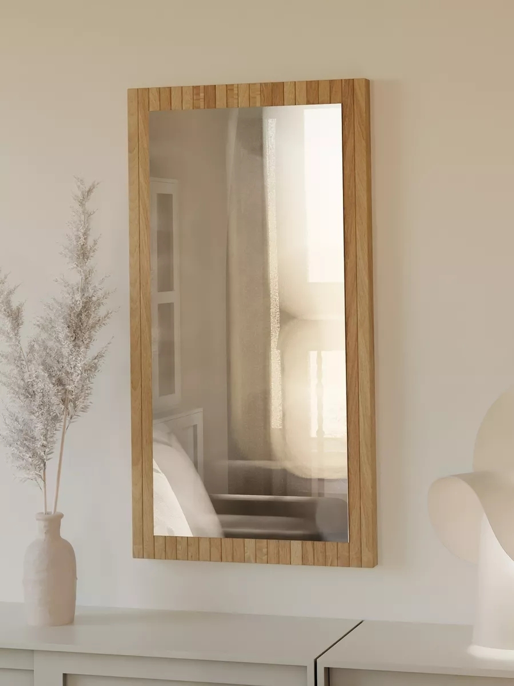 Зеркало настенное прямоугольное 1195х330 Пиафорте из дуба