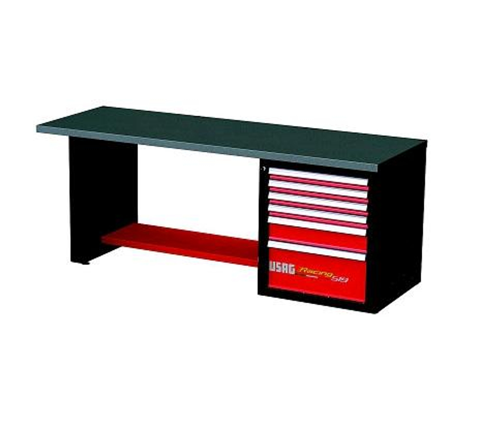 519 RC2/H1 Верстак однотумбовый, шесть выдвижных ящиков, чёрно-красный, USAG (Италия)