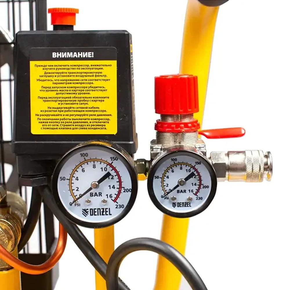 DENZEL BCI2300/50 компрессор воздушный 2.3 квт, ременный привод, 50 литров, 400 л/мин 58113