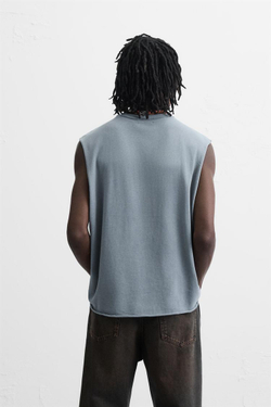 ZARA ФУТБОЛКА БЕЗ РУКАВОВ, ГОЛУБОЙ