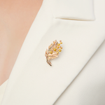 Брошь «Мимоза»  из красного золота с эмалью