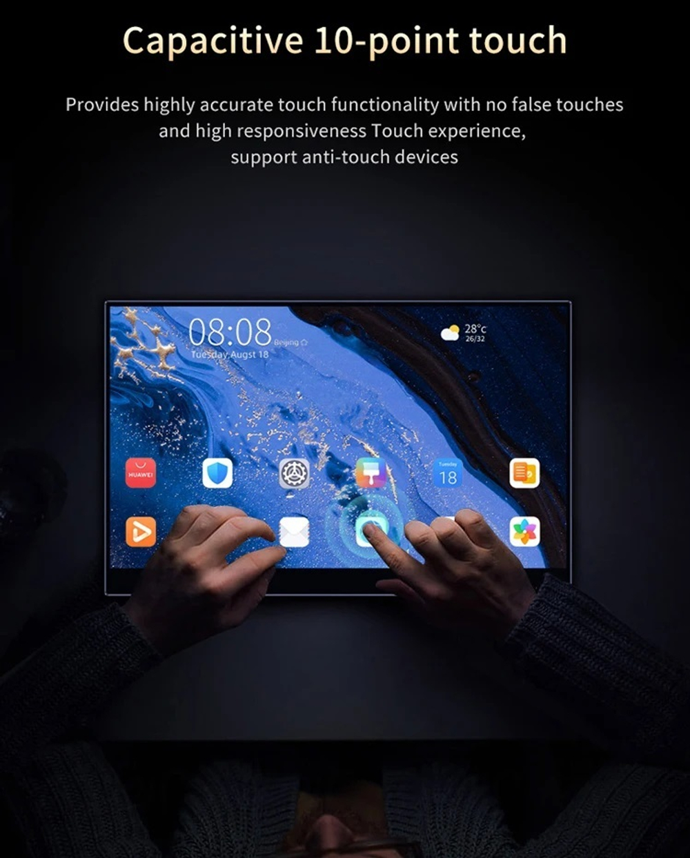 13.3" Портативный сенсорный монитор VCHANCE 4K OLED 3840x2160, 60 Гц