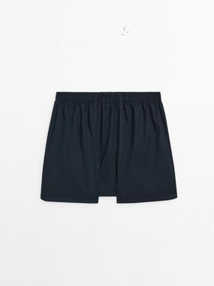 Massimo Dutti Трусы-боксеры из 100% хлопкового поплина, темно-синий