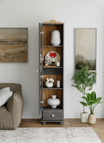 Шкаф витрина 1 дверь 1 ящик Бритта из массива сосны, серый