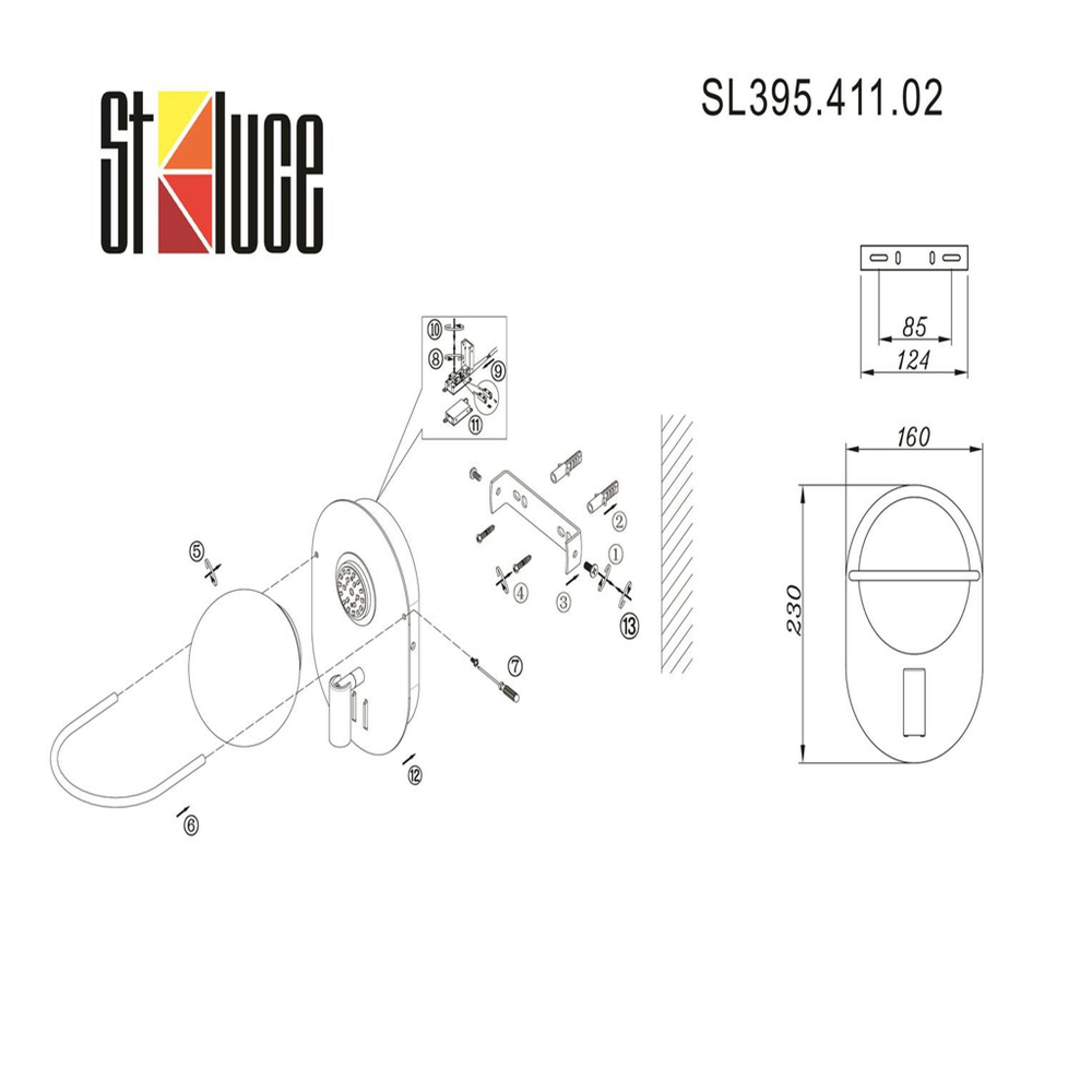 SL395.411.02 Бра ST-Luce Черный/Белый LED 1+1*8+3W 4000K