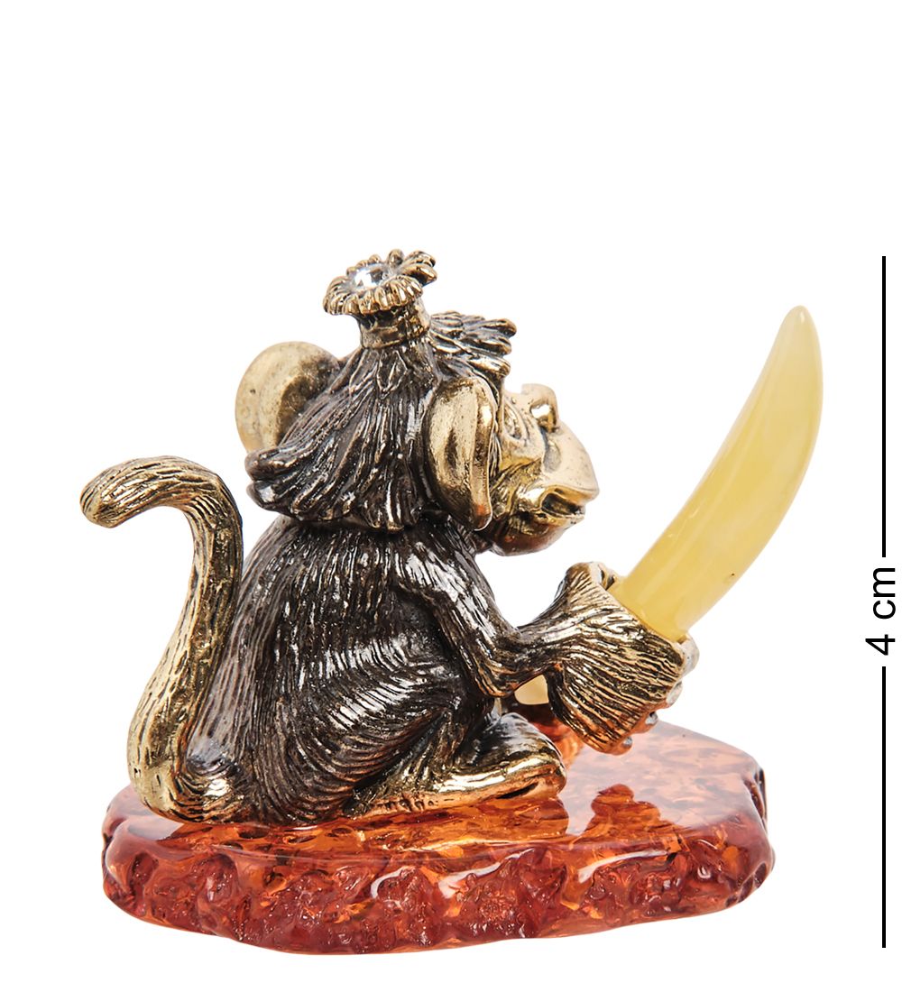 Народные промыслы AM-1147 Фигурка «Обезьяна с бананом Лилу» (латунь, янтарь)