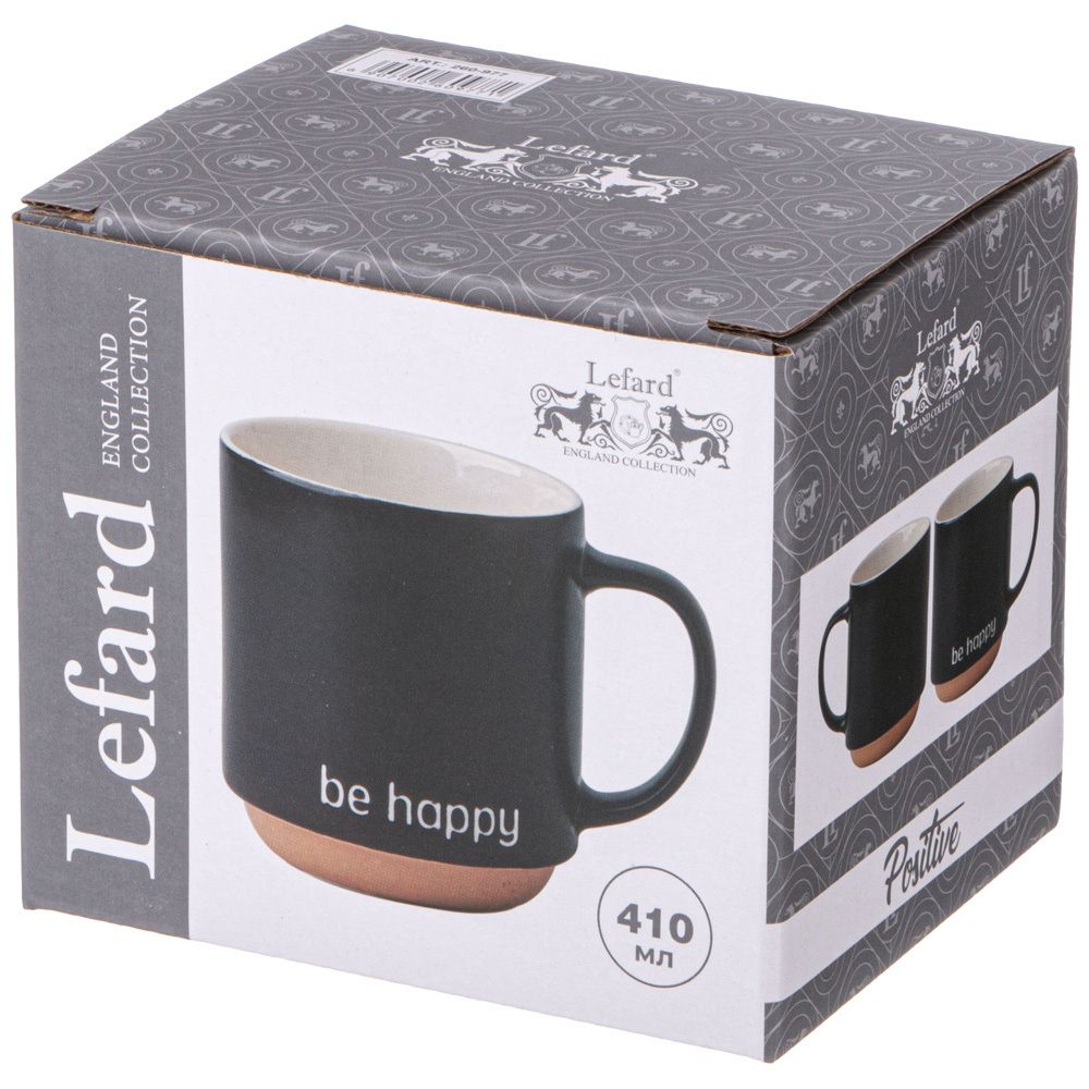 КРУЖКА"BE HAPPY" 410 МЛ ЧЕРНАЯ